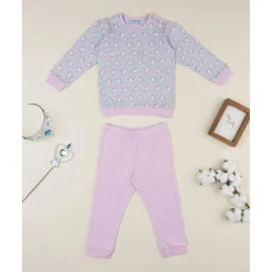 Pijama niña rosa y gris con unicornios