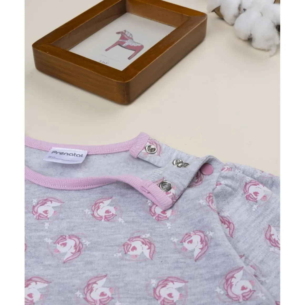 Pijama niña rosa y gris con unicornios