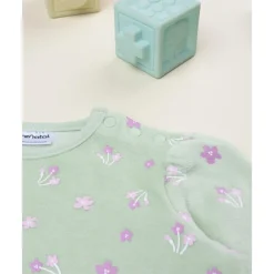 Pijama niña verde con florecitas