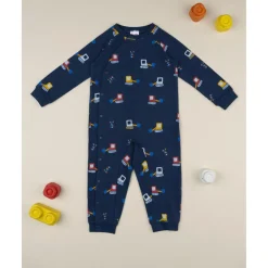 Pijama niño azul con excavadoras