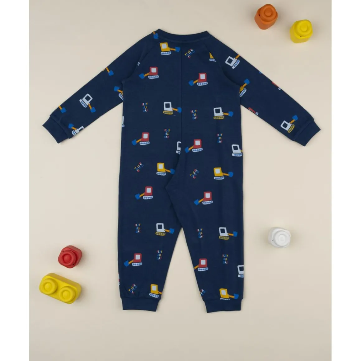 Pijama niño azul con excavadoras