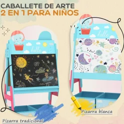 Pizarra 2 en 1 con cajas de tela Azul