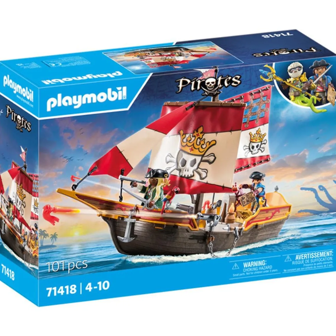 Playmobil - Barco Pirata con Aventuras y Accesorios Marinos ㅤ