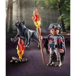 Playmobil - Figura Guerrero y Lobo ㅤ