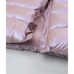 Plumífero rosa laminado para niña