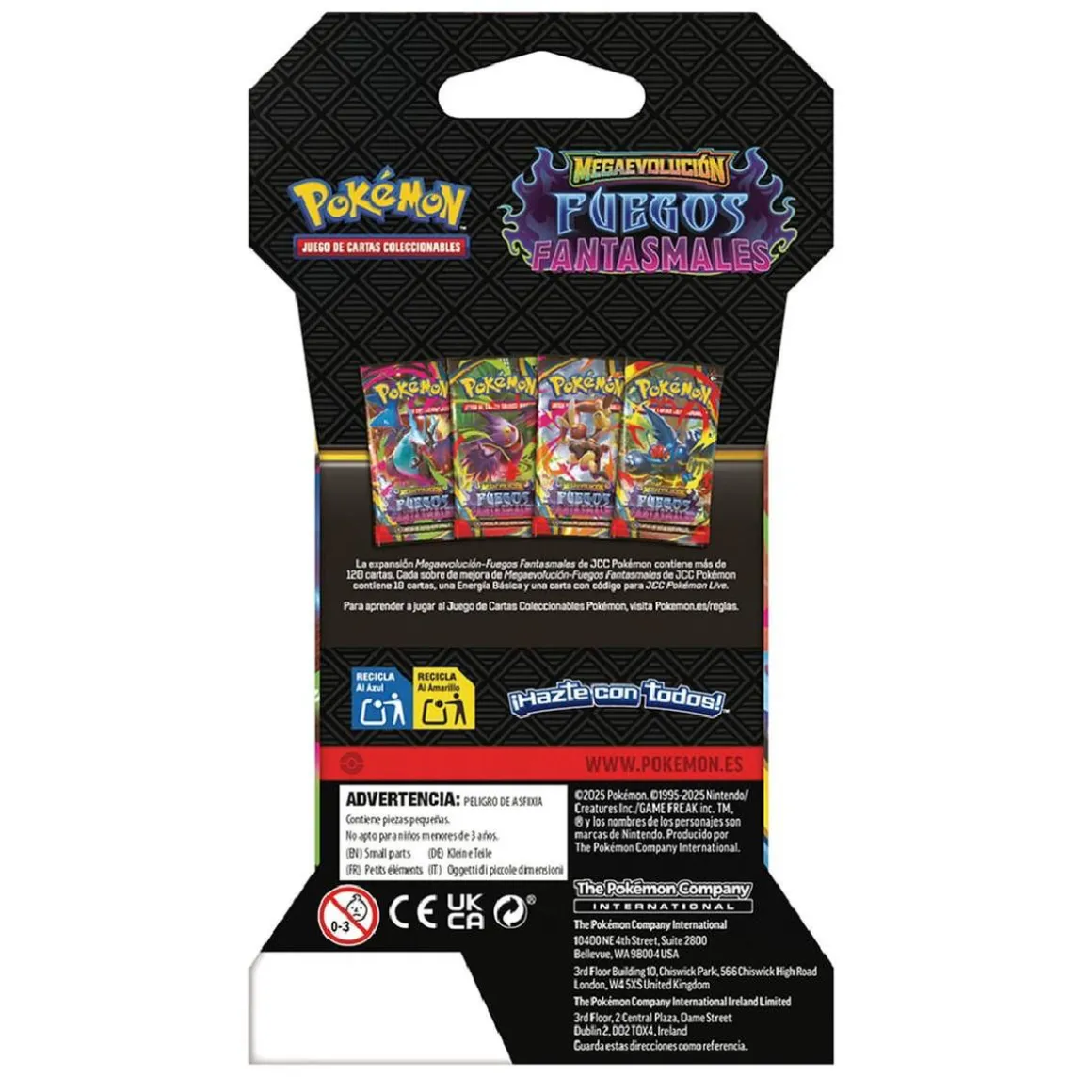 Pokémon - Megaevolución Fuegos Fantasmales - Sobre con funda cartas coleccionables en español (Varios modelos)