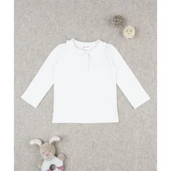 Polo blanco de niña de manga larga