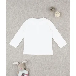 Polo blanco de niña de manga larga