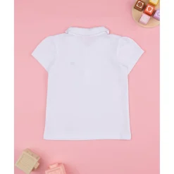 Polo niña blanca corazón azul