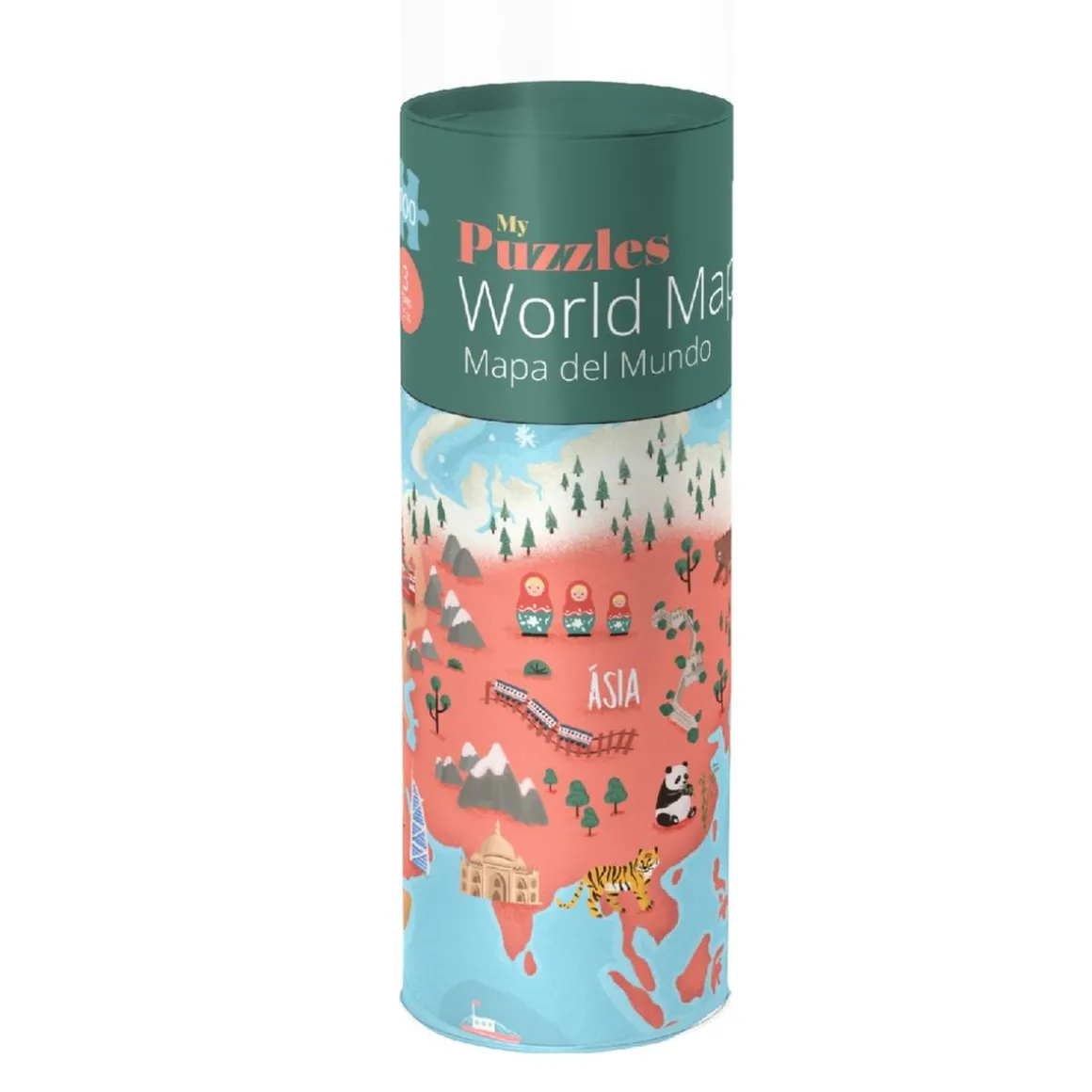 Puzzle de tubo mapa mundial (100 piezas)