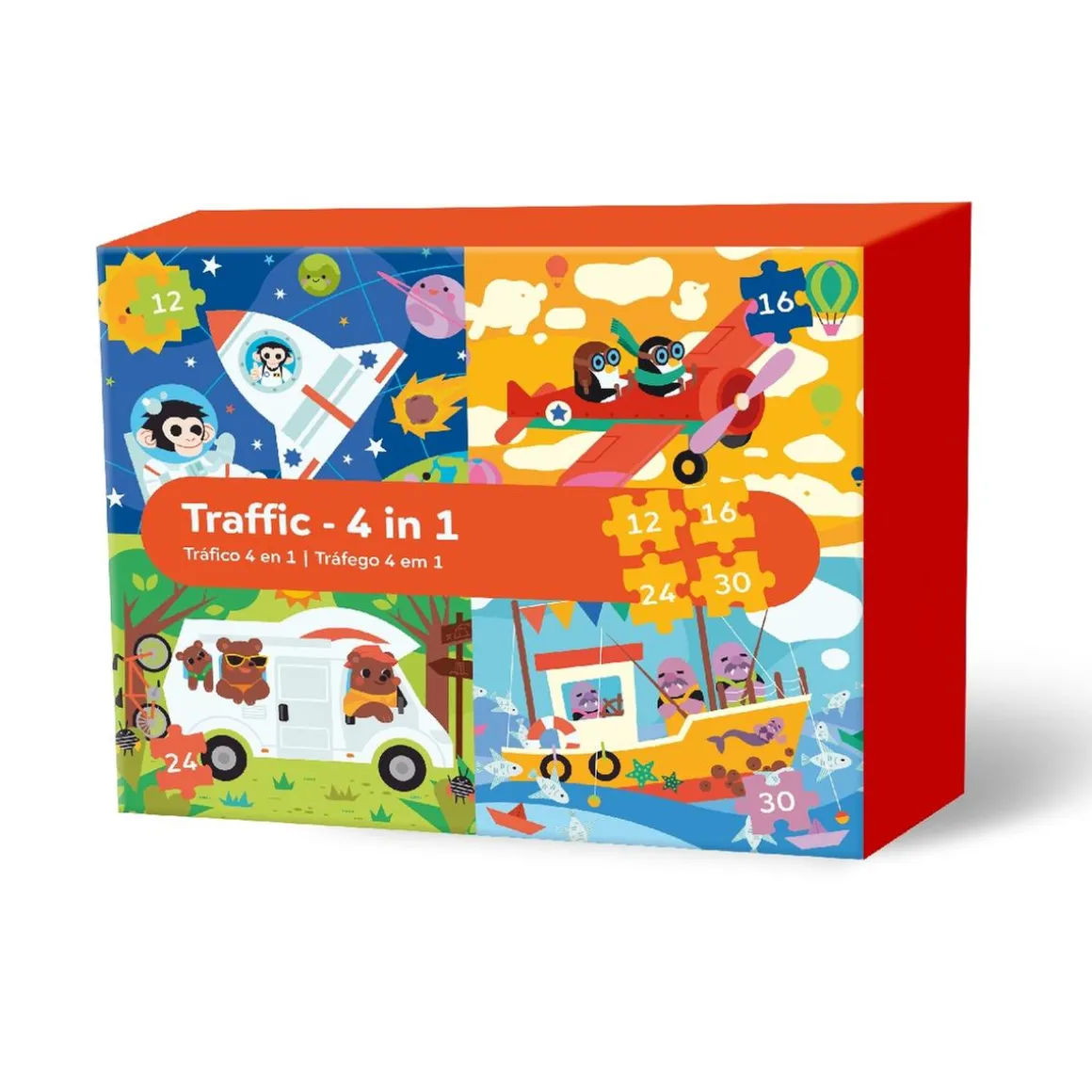 Puzzle tráfico 4 en 1 (12,16,24 y 30 piezas)