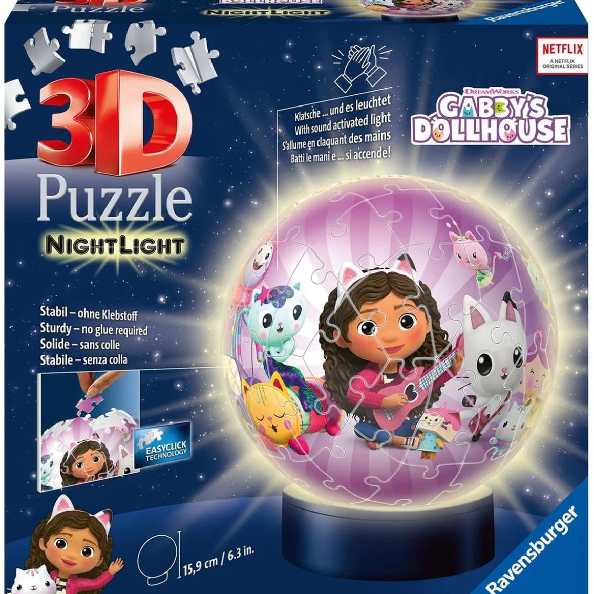 Ravensburger - 3D Puzzle Nightlamp Ball con Luces, 72 Piezas ㅤ