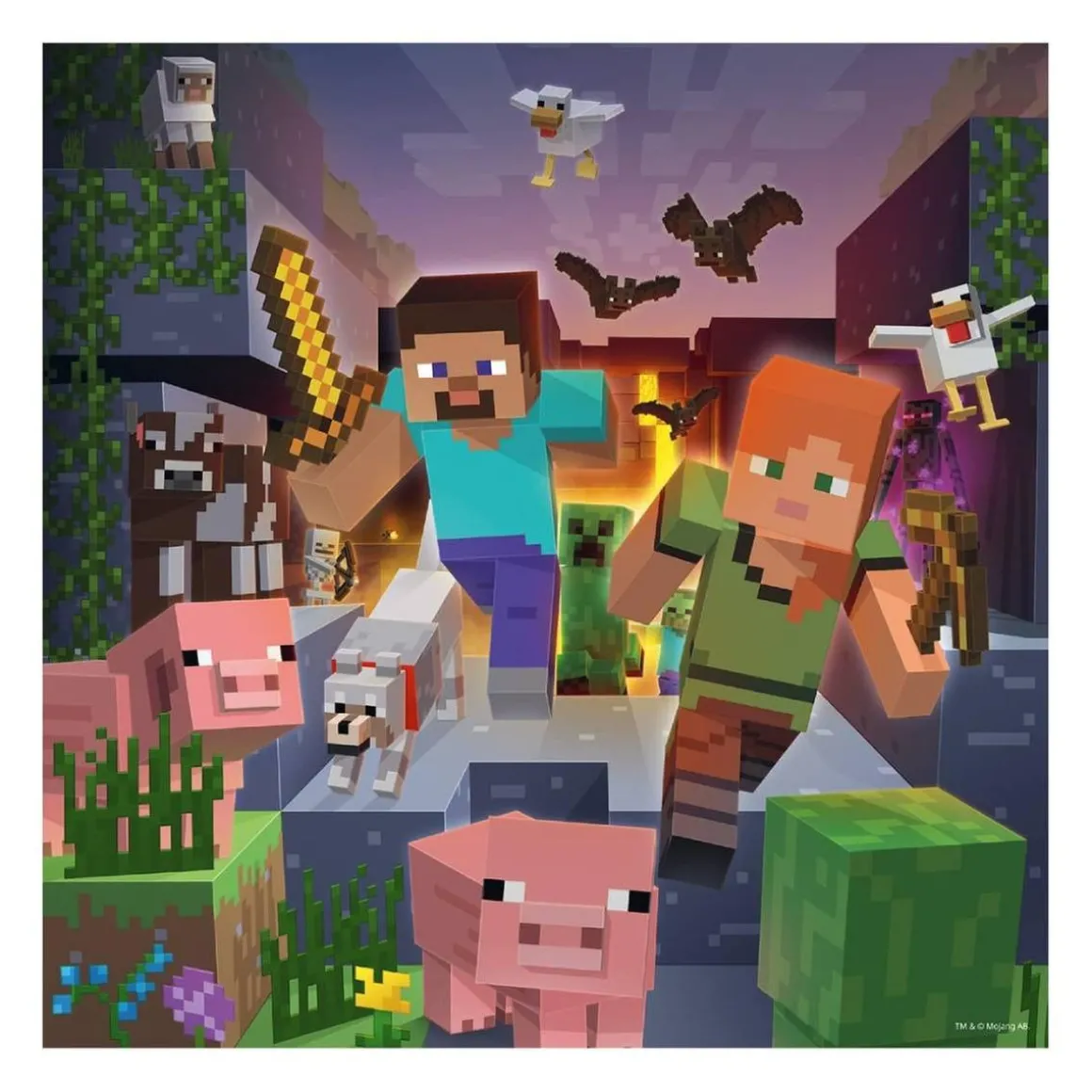 Ravensburger - Minecraft - Pack 3 puzzles 49 piezas