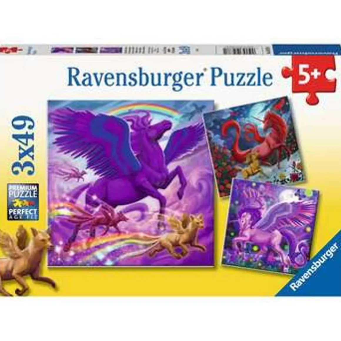 Ravensburger - Puzzle Criaturas mitológicas, colección 3x49 piezas, fantasía ㅤ