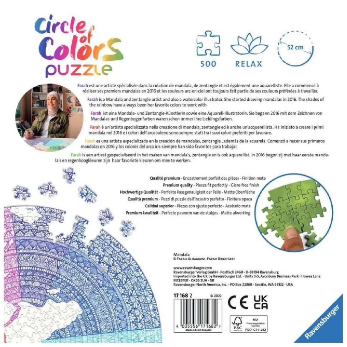Ravensburger - Puzzle Mandala Circle of colors 500 pzs