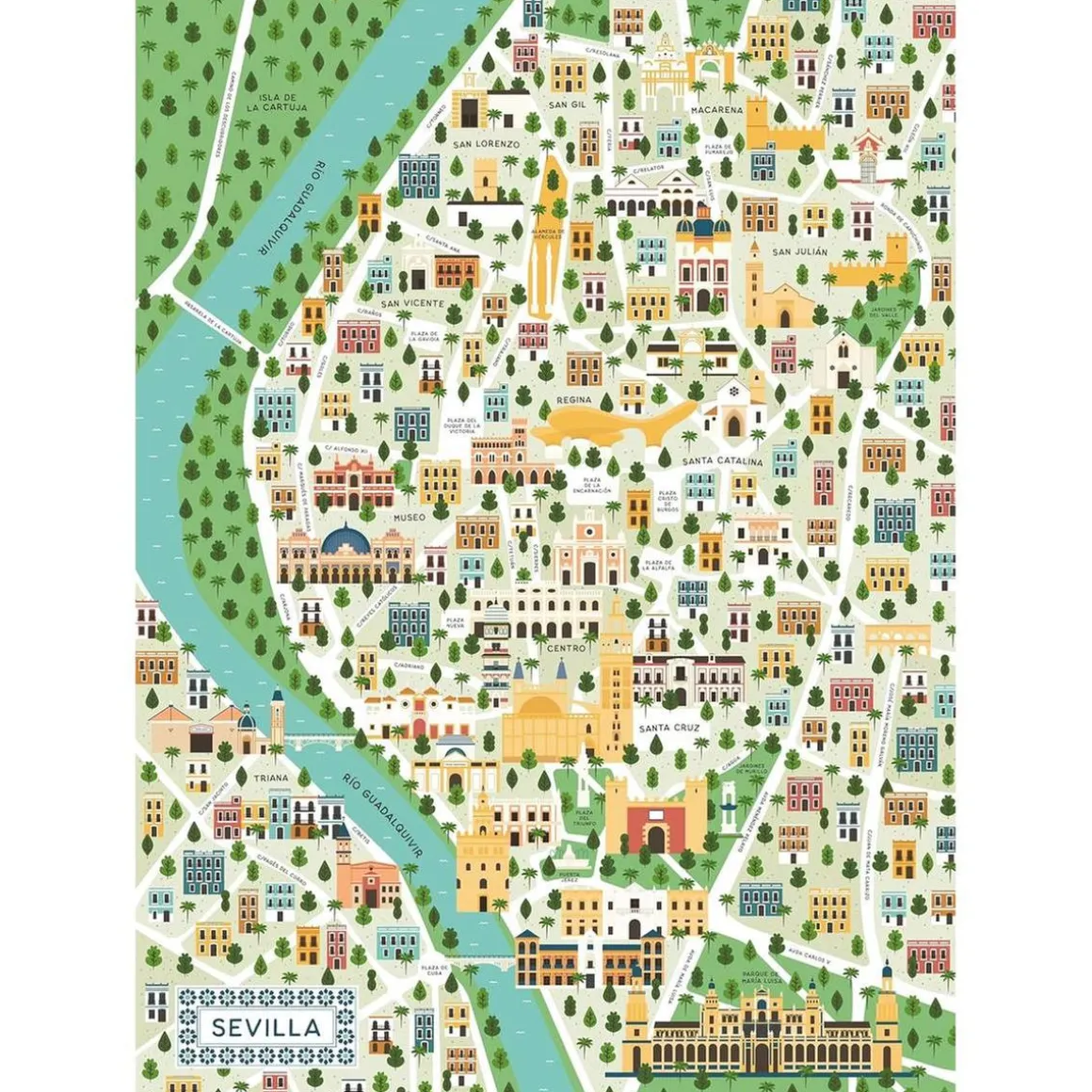 Ravensburger - Puzzle Mapa Sevilla, 1000 Piezas ㅤ