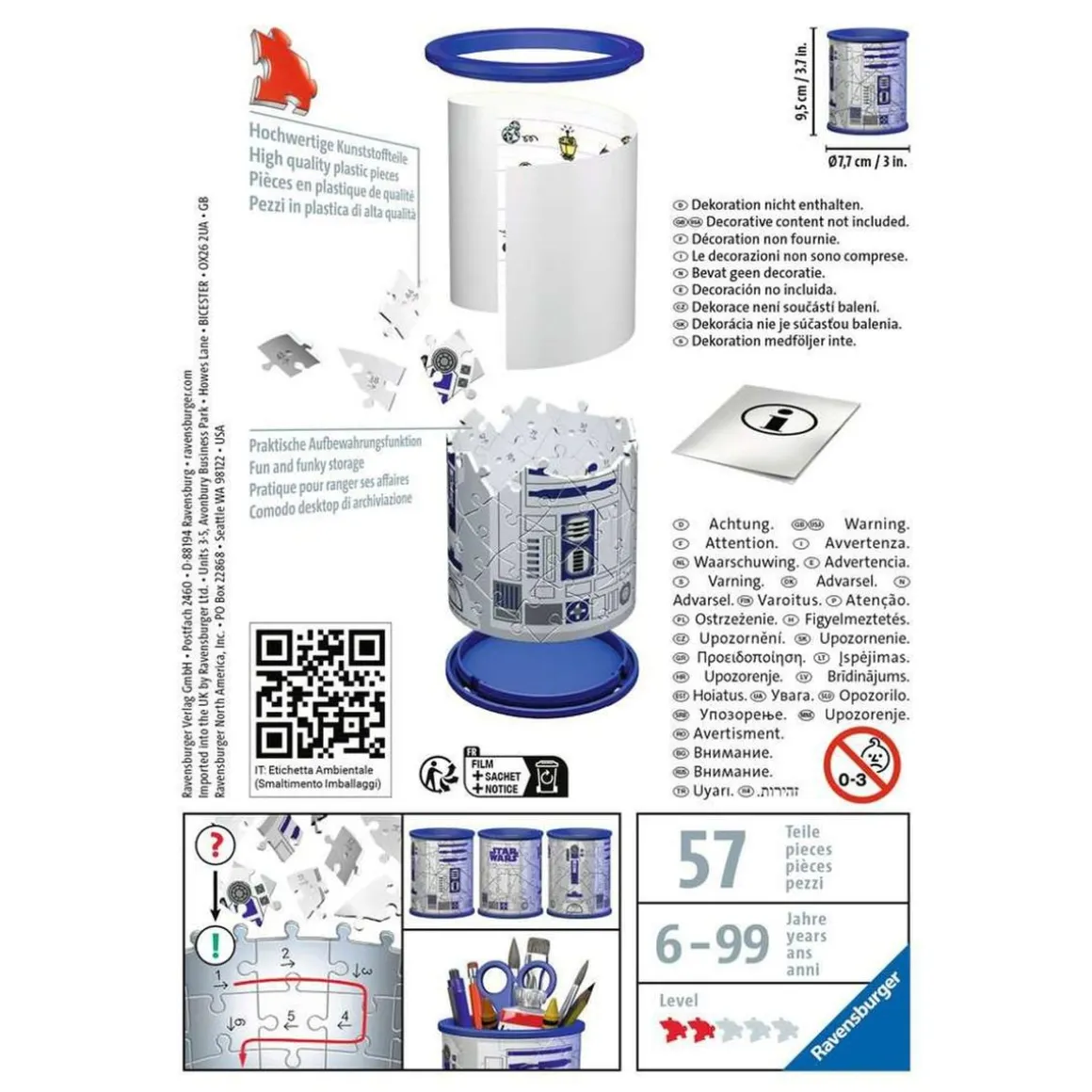 Ravensburger - Star Wars - Puzzle 3D Portalápices Star Wars, 57 piezas ㅤ