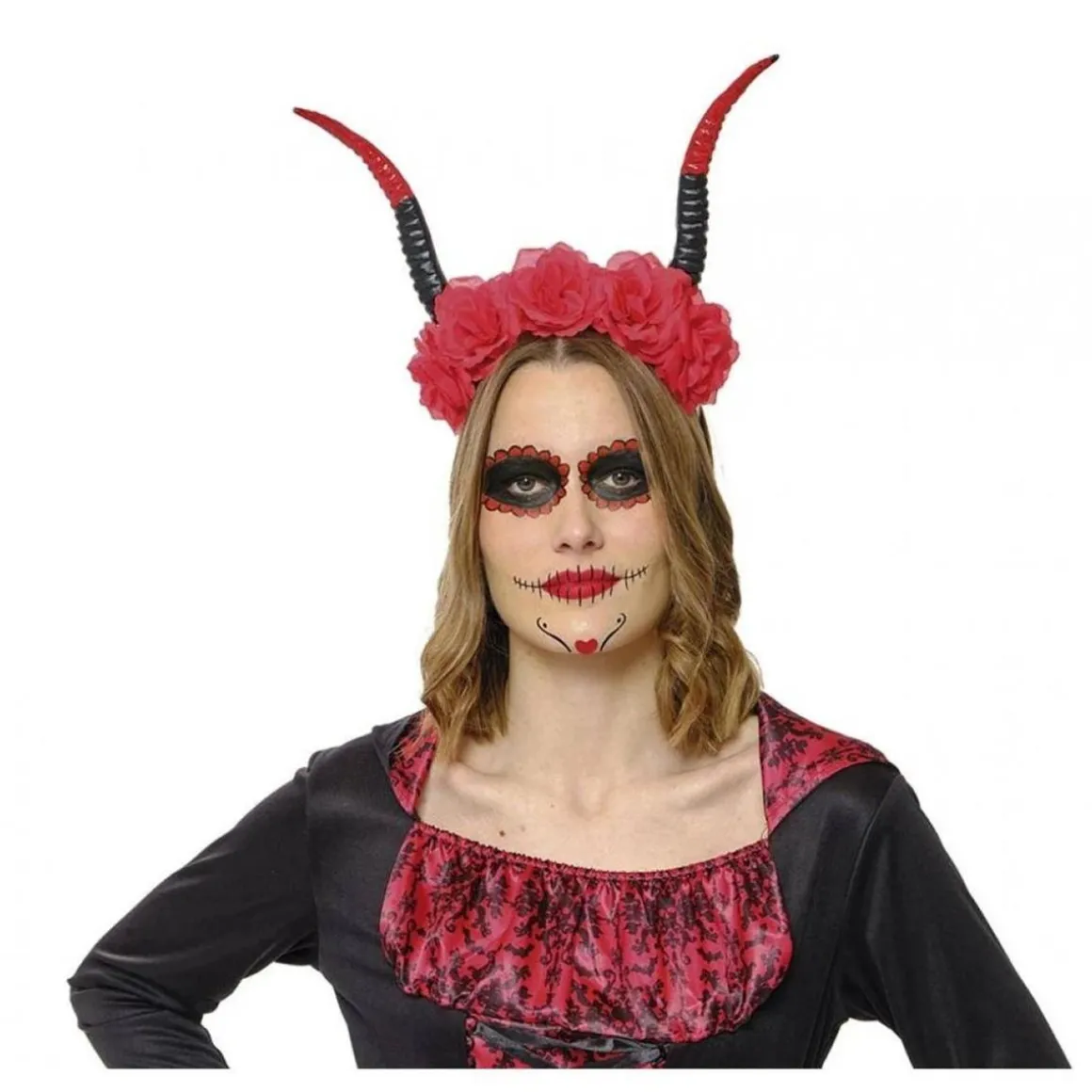 Rubie's - Diadema de Catrina con Rosas y Cuernos