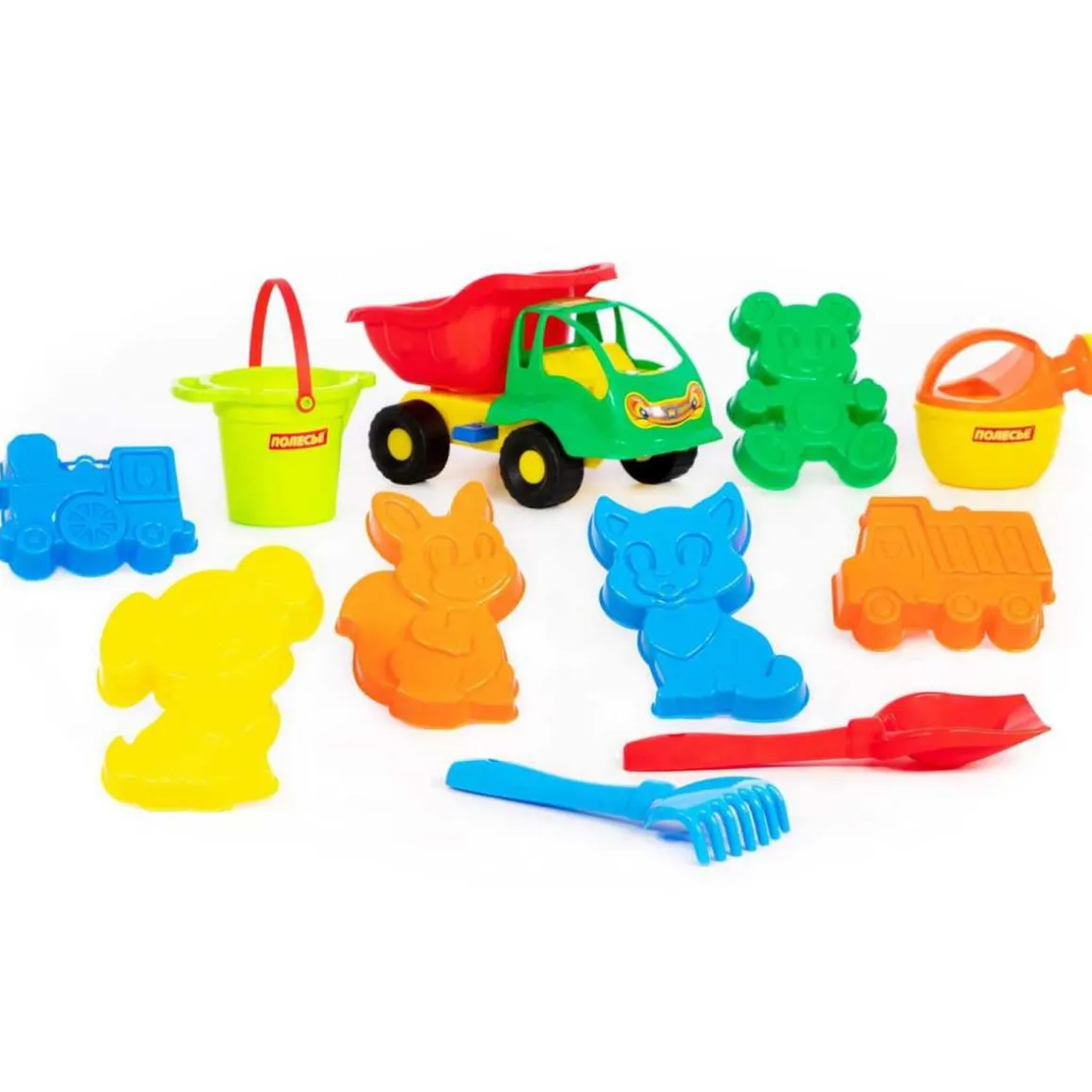 Set de arena con camión y cubo (varios colores)