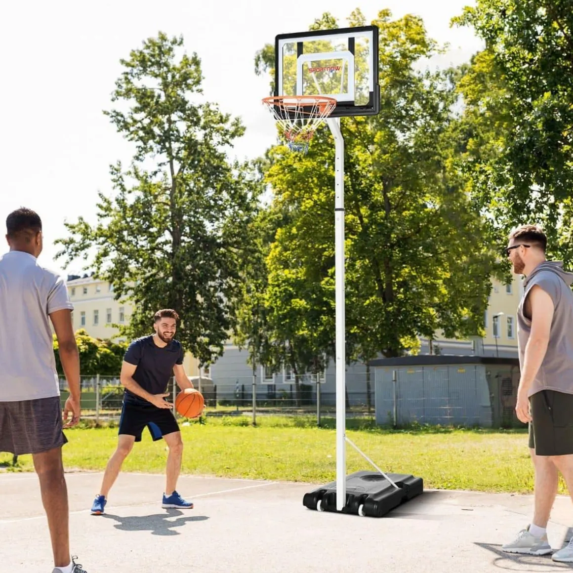 Sportnow - Canasta de baloncesto altura ajustable de 260-305 cm Blanco
