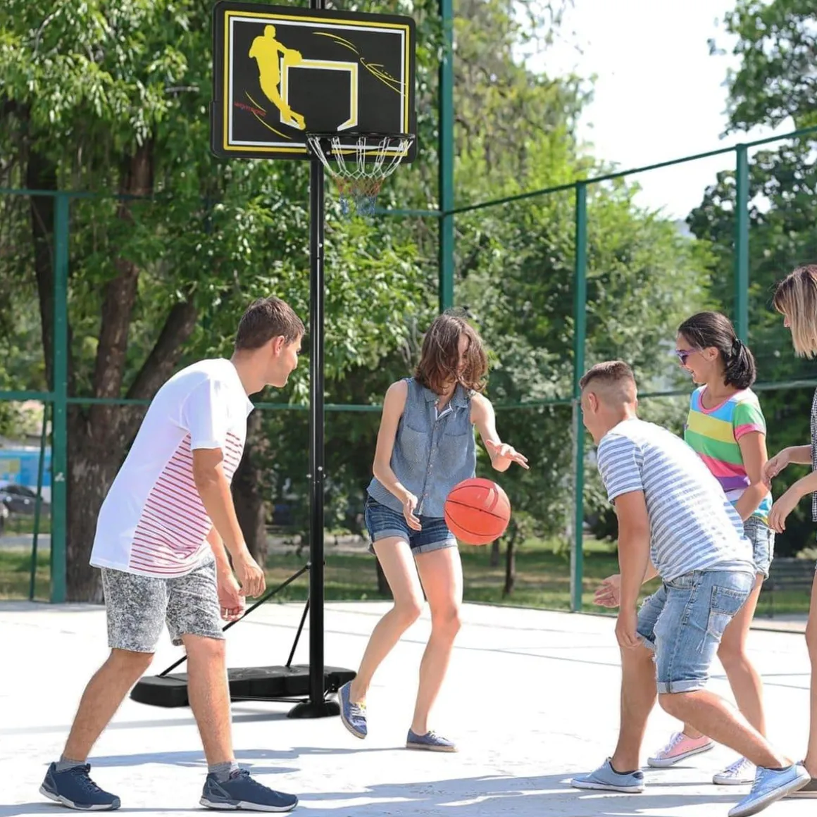 Sportnow - Canasta de baloncesto altura ajustable de 260-305 cm Negro