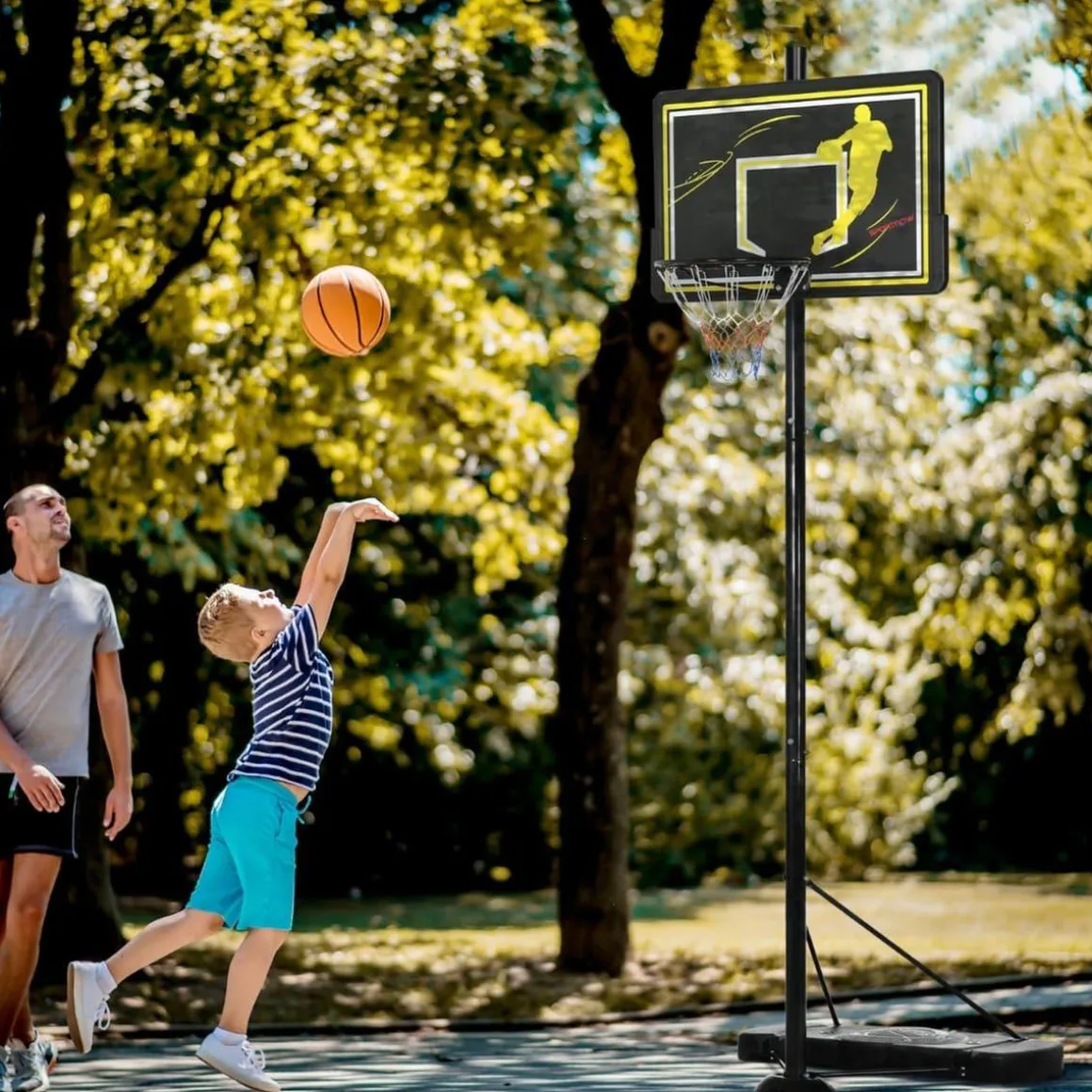 Sportnow - Canasta de baloncesto altura ajustable de 260-305 cm Negro