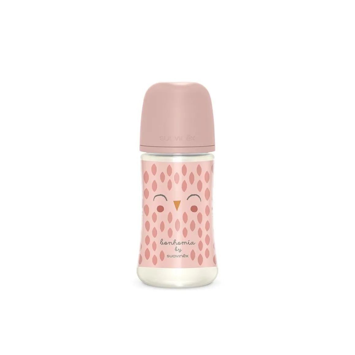 Suavinex - Bonhomia biberón con tetina sx pro +3 meses 270ml búho rosa