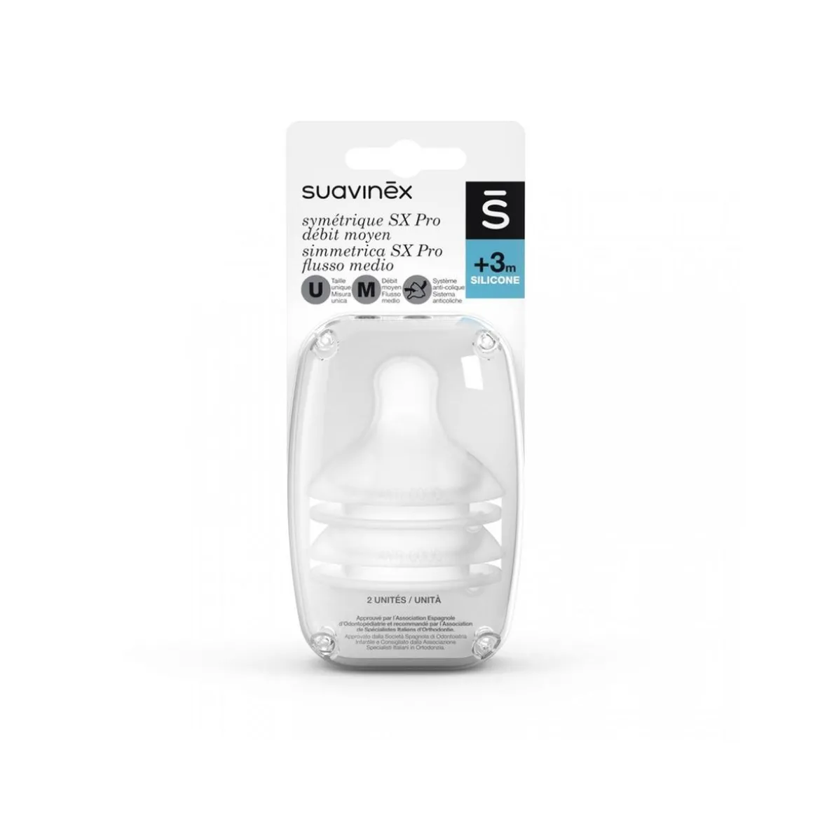 Suavinex - Tetina de silicona sx pro flujo medio m 2 uds.