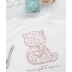 Sudadera blanca de niña con gato
