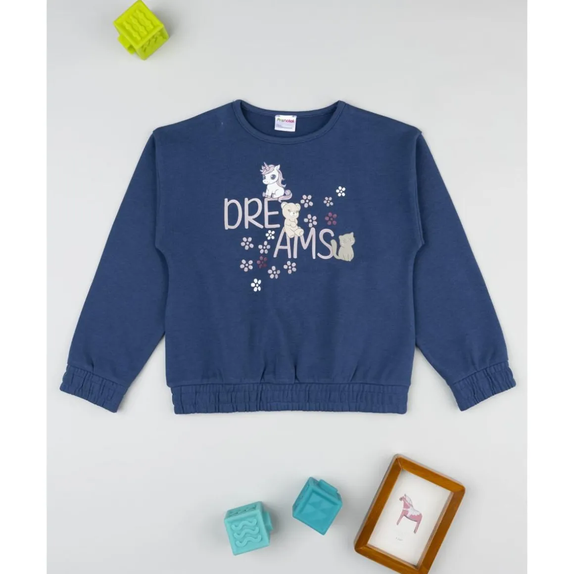 Sudadera de niña azul con estampado Dreams