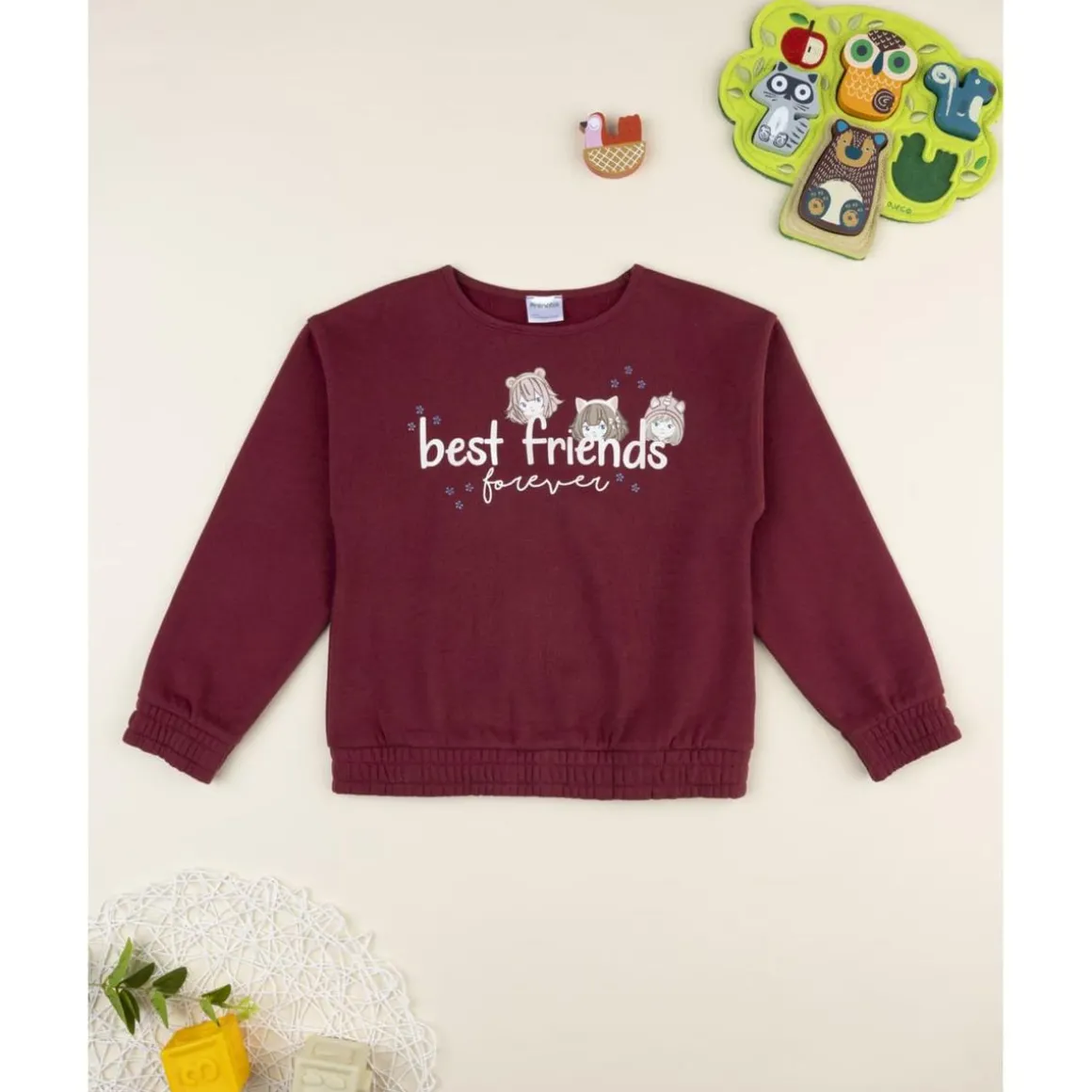 Sudadera de niña burdeos Best Friends