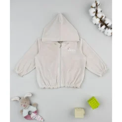 Sudadera de niña en terciopelo beige