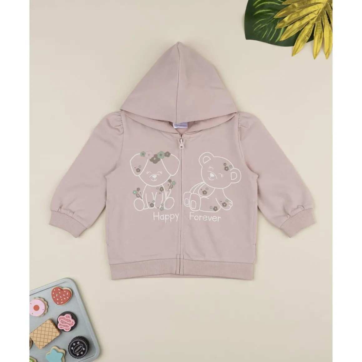 Sudadera de niña rosa con estampado de osos