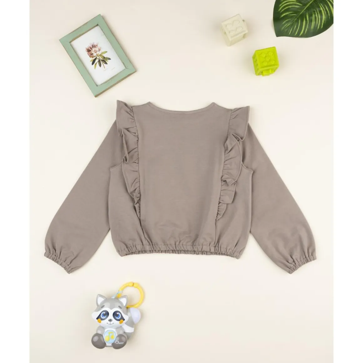 Sudadera marrón para niña con estampado de Minnie