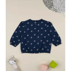 Sudadera niña azul con flores rosas