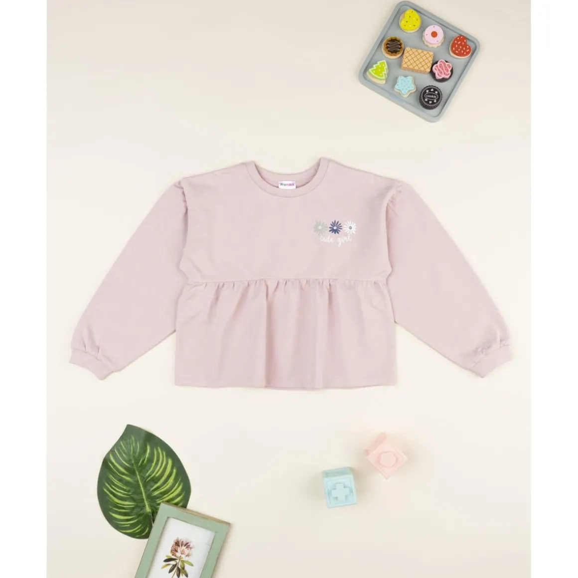 Sudadera niña rosa con margaritas