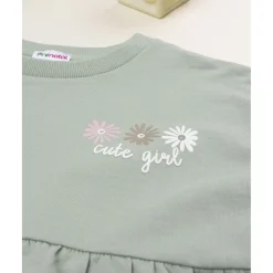 Sudadera niña verde con margaritas