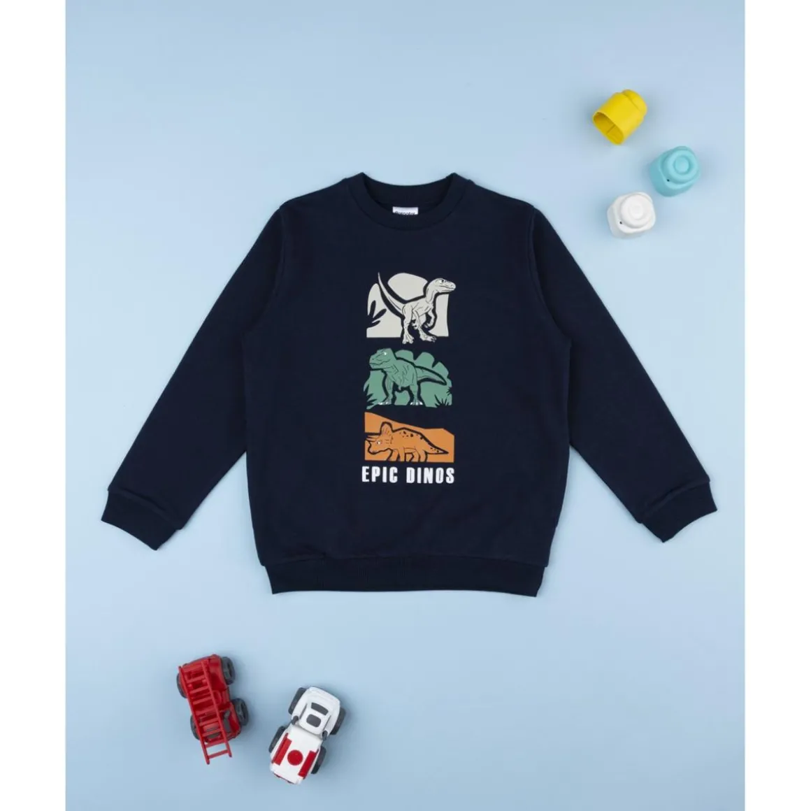 Sudadera niño azul estampada "Epic Dinos"