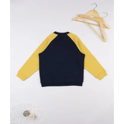Sudadera niño azul/amarilla “Triceratops” raglán