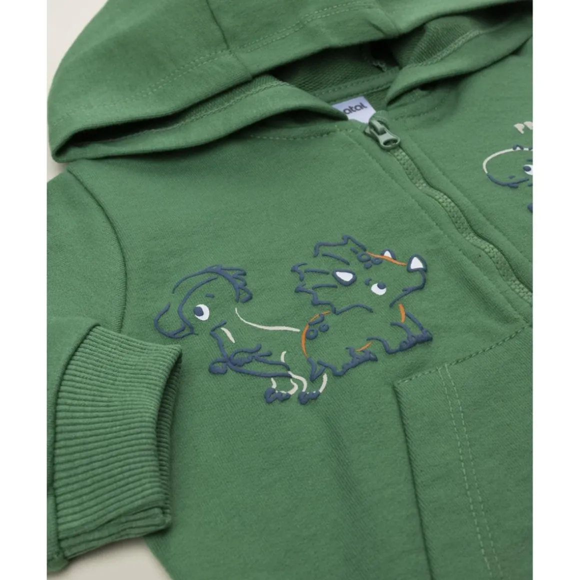 Sudadera niño verde dinosaurios con capucha