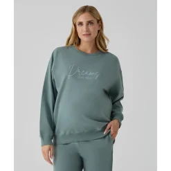 Sudadera premamá verde con bordado