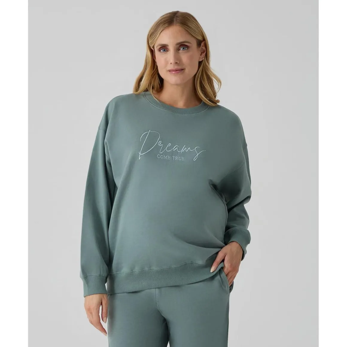 Sudadera premamá verde con bordado