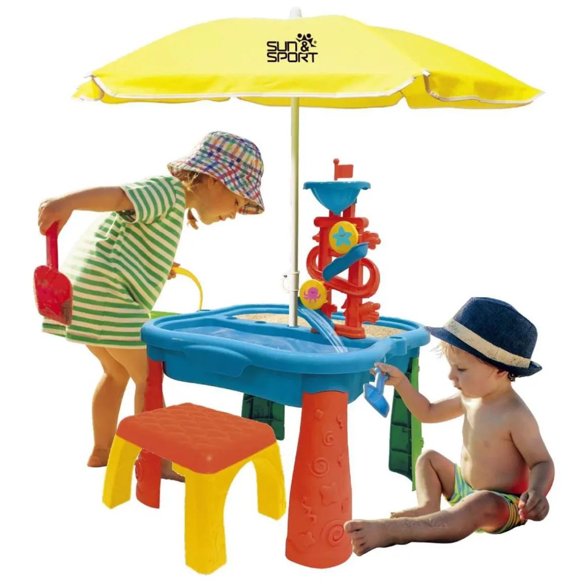 Sun & Sport - Mesa de juegos con sombrilla y taburete