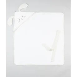 Toalla cuadrada blanca con conejito