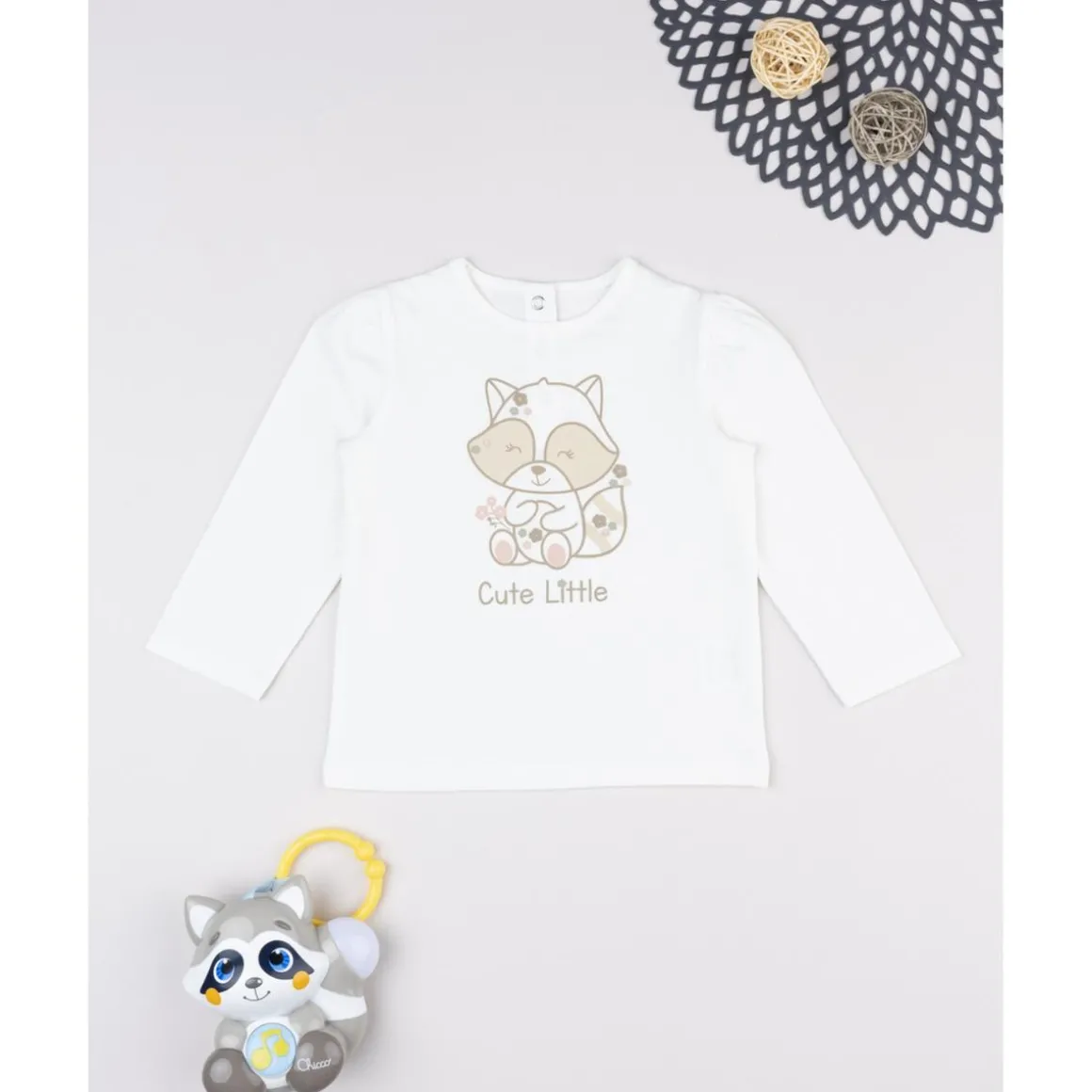 T-shirt niña blanca estampado mapache