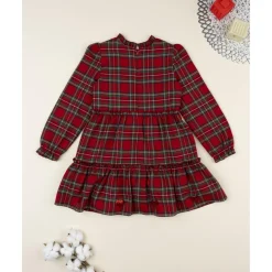 Vestido niña tartán rojo con cremallera trasera