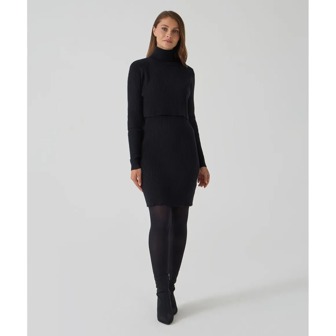 Vestido premamá y lactancia tricot negro