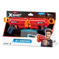 X-Shot - Pack 2 Micro lanzadores + 16 dardos