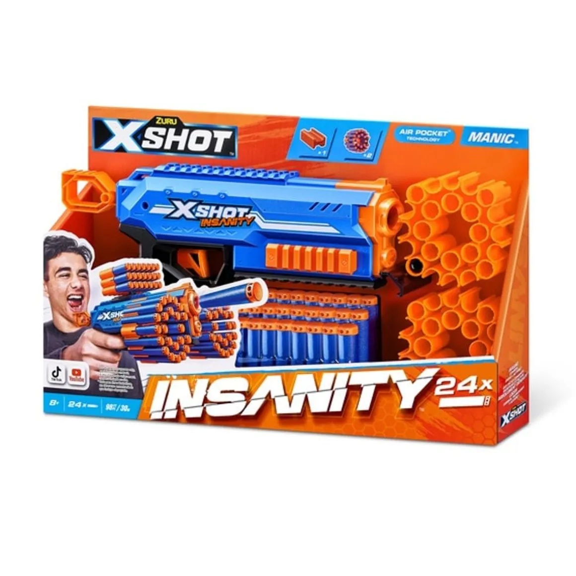 Zuru - Pistola X-Shot Insanity Manic 24 Dardos ㅤ